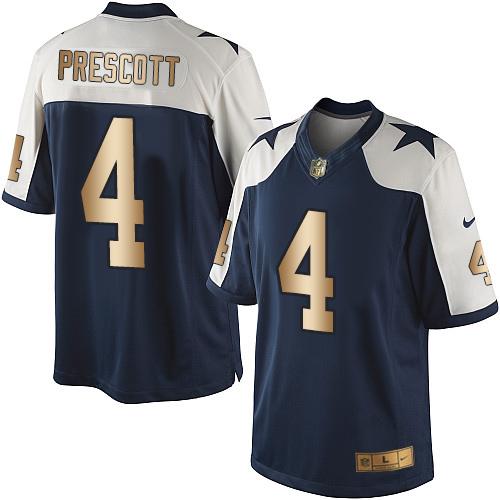 Nike Cowboys #4 Dak Prescott Navy Blue Thanksgiving Men's Stitched NFL Limited Gold Jersey - Click Image to Close